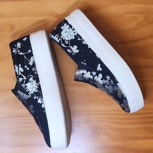Satin Brocade Platform Skate Shoes
